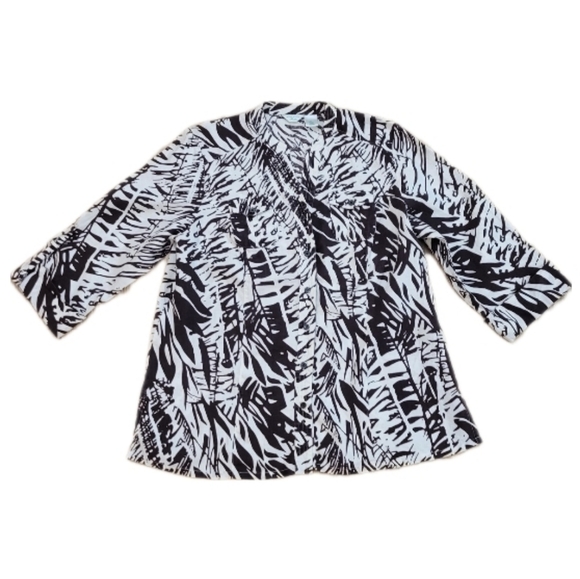 Laura Ashley 100% linen 3/4 sleeve brown/white abstract print tunic size LP - Picture 1 of 6